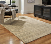 Bay Furniture Gallery - Ashley Furniture - Janston Rug - 5' x 7' Rug / Ivory/Gray/Tan - R406862