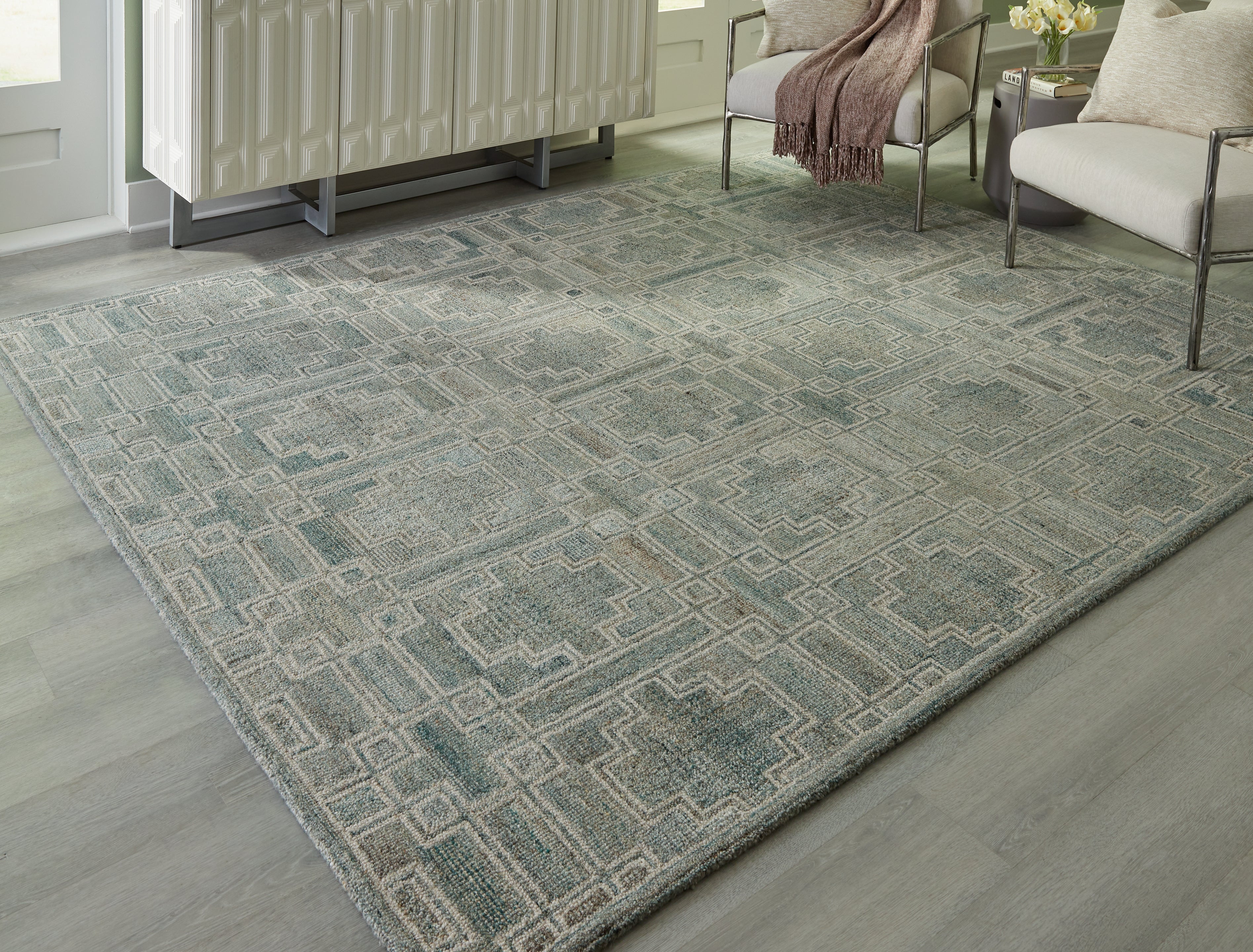 Bay Furniture Gallery - Ashley Furniture - Jossland Rug - 5' x 7' Rug / Green/Ivory - R406912