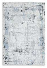 Bay Furniture Gallery - Ashley Furniture - Emertonly Rug - 5' x 7' Washable Rug / Blue/White/Gray - R406982