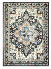 Bay Furniture Gallery - Ashley Furniture - Leningston Rug - 5' x 7' Washable Rug / Black/Cream/Blue - R407062