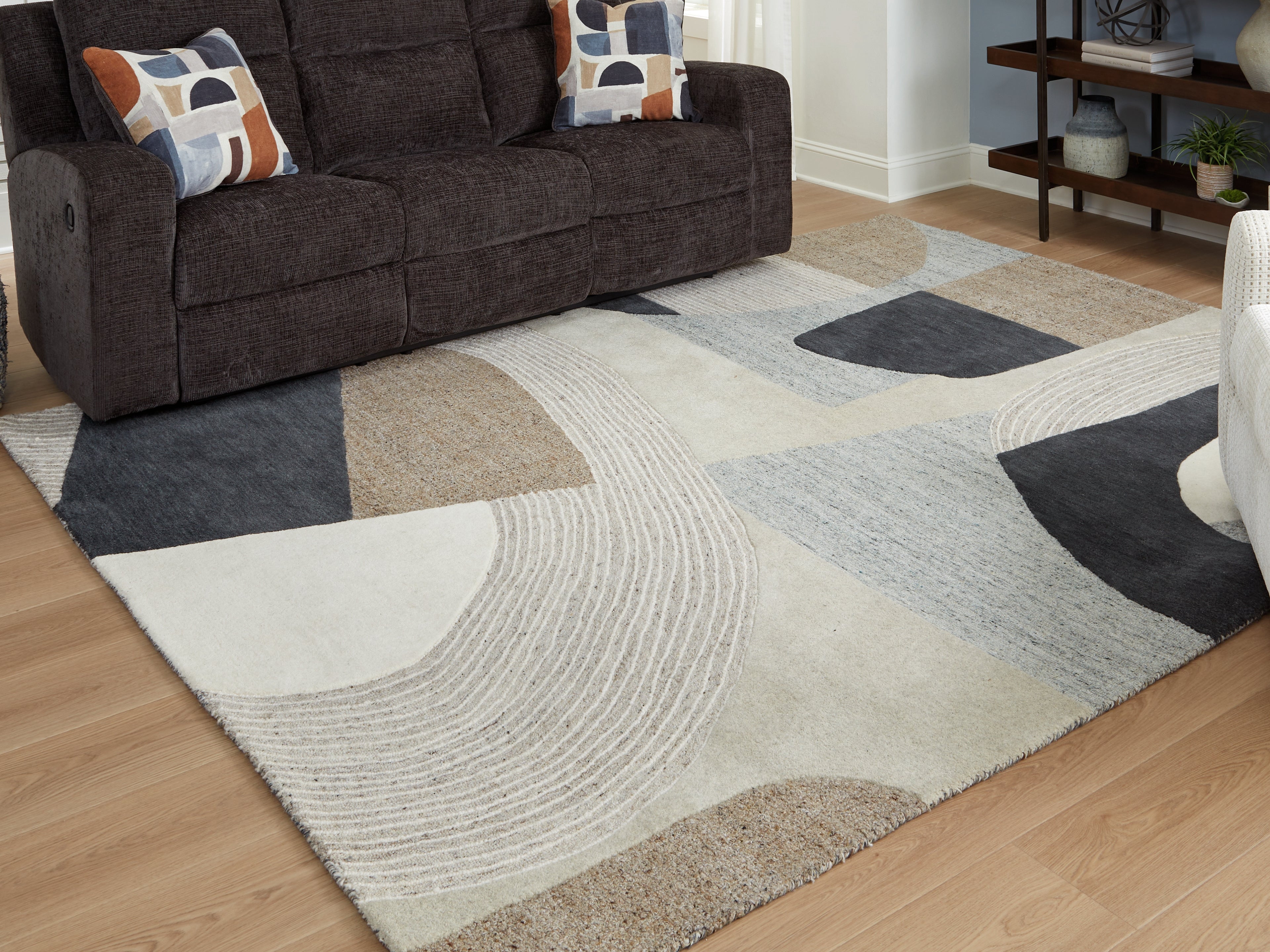 Bay Furniture Gallery - Ashley Furniture - Edrickhill Rug - 5' x 7' Rug / Grayish Teal/Taupe/Cream - R407122