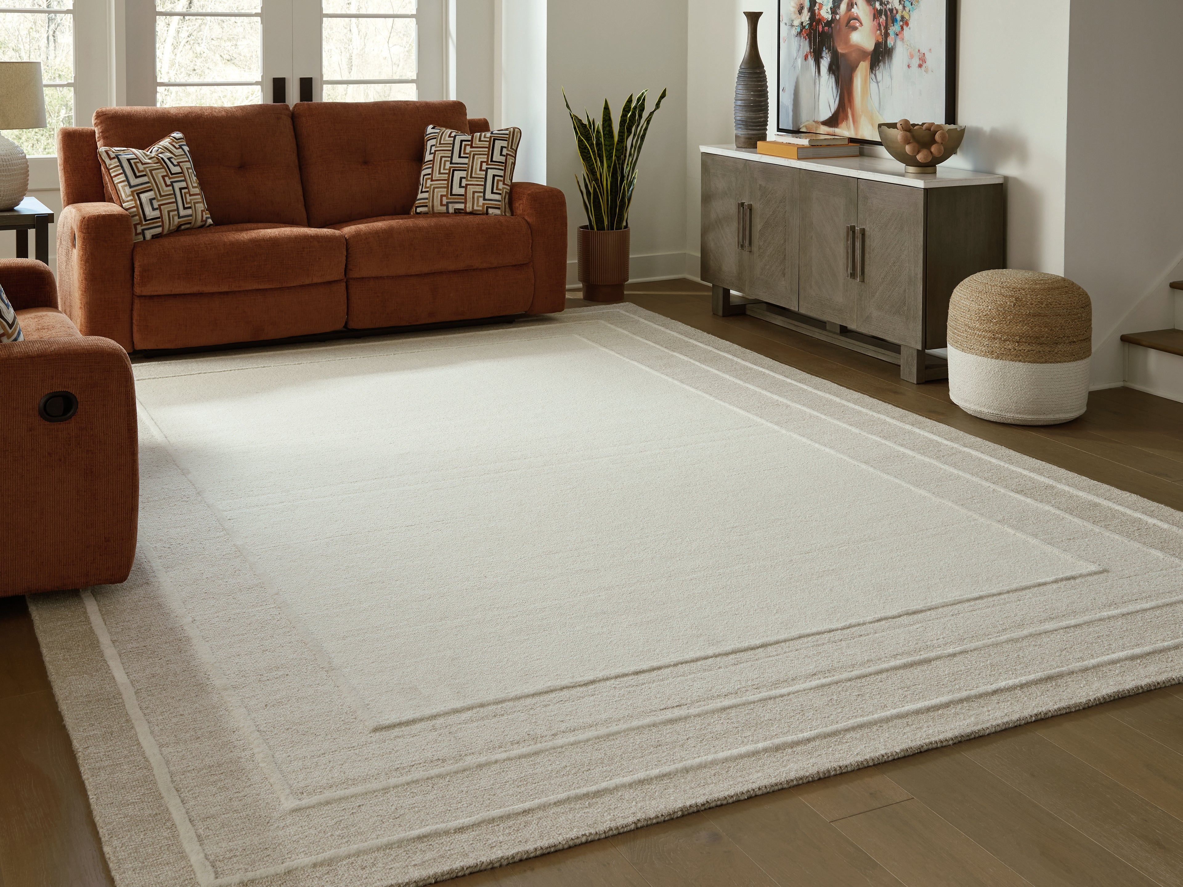 Bay Furniture Gallery - Ashley Furniture - Teelgan Rug - Extra Large Rug / Ivory/Tan - R407310