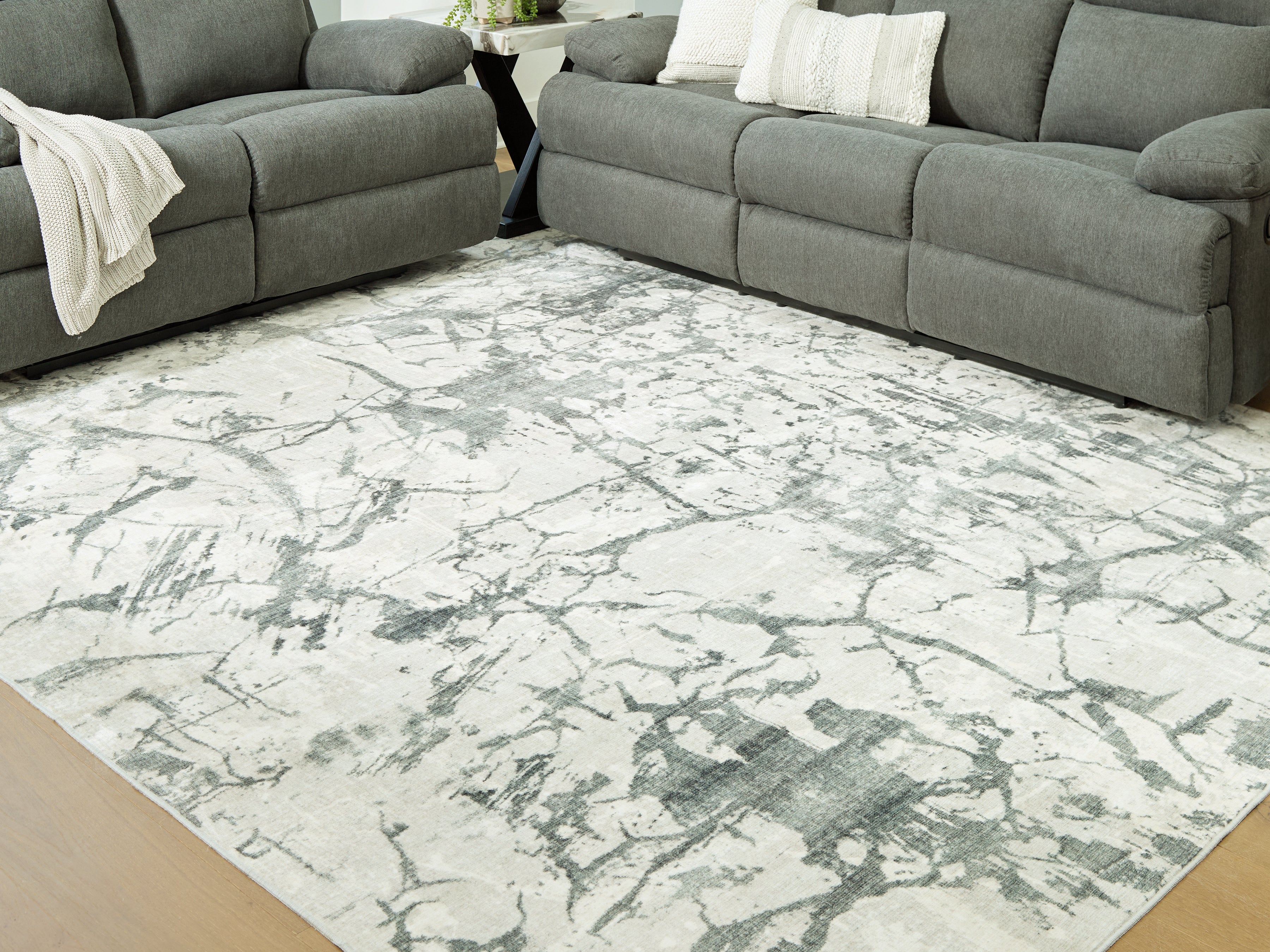 Bay Furniture Gallery - Ashley Furniture - Tobinbury Rug - Washable 5' x 7' Area Rug / Gray - R407422