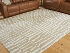 Bay Furniture Gallery - Ashley Furniture - Corrbell Rug - 5' x 7' Area Rug / Beige/White - R407632
