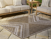 Bay Furniture Gallery - Ashley Furniture - Dunsler Rug - 5' x 7' Rug / Brown/Cream - R900012