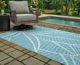 Bay Furniture Gallery - Ashley Furniture - Hulsia Rug - 5' x 7' Rug / Ivory/Aqua - R900122