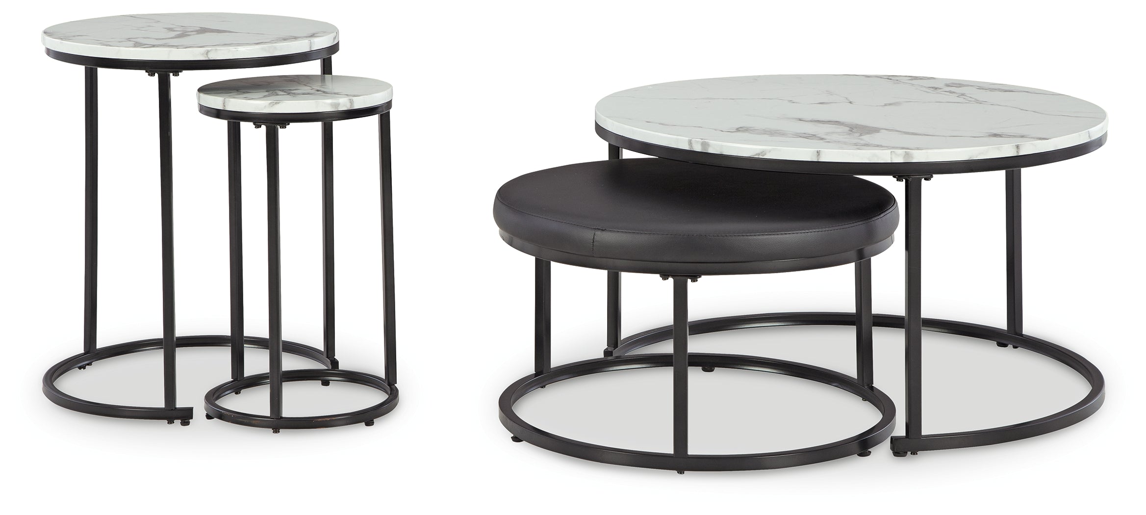 Bay Furniture Gallery - Ashley Furniture - Jusmour Table (Set of 4) - Occasional Nesting TBL (4/CN) / Black/White - T161-14