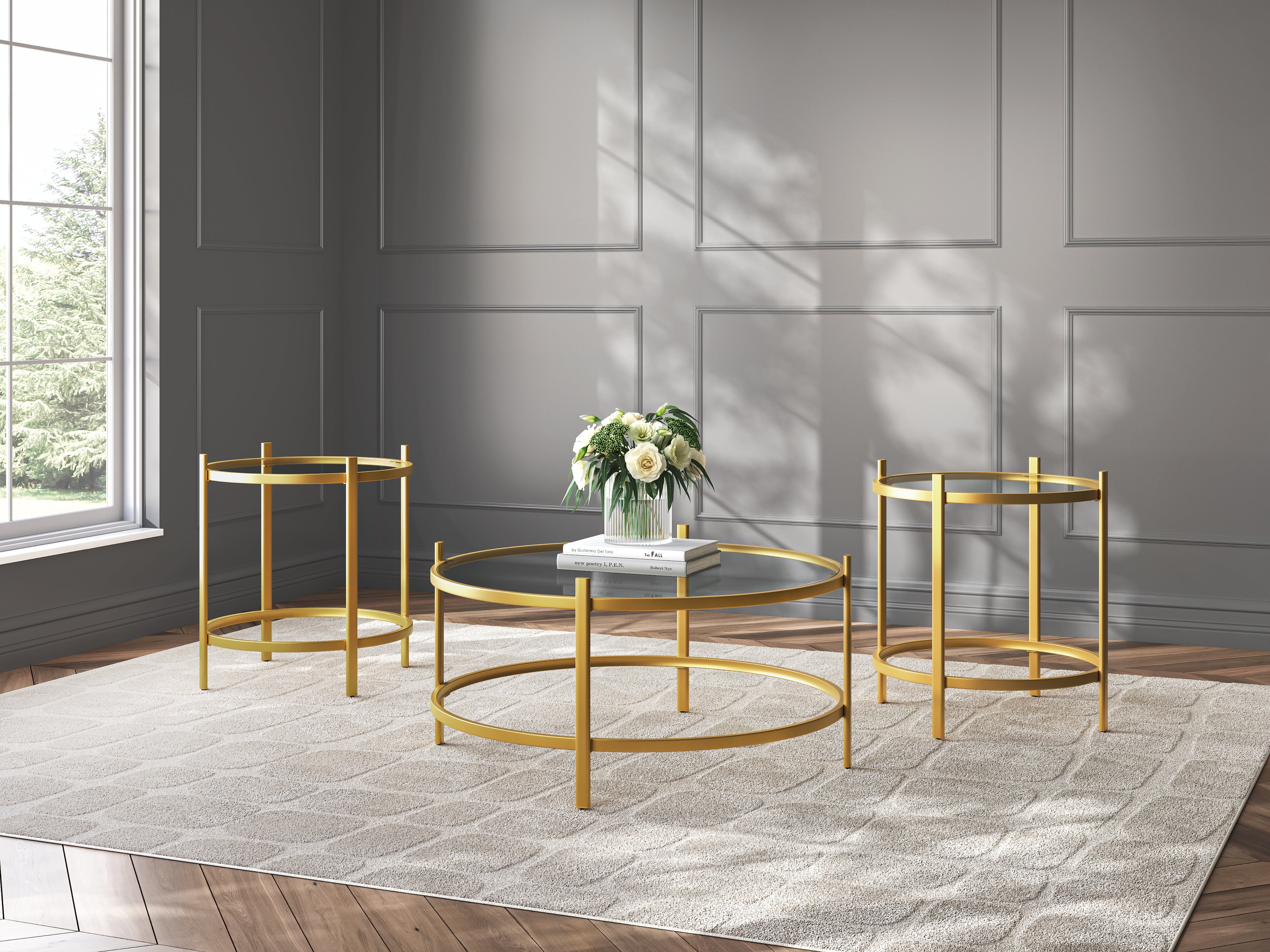 Bay Furniture Gallery - Ashley Furniture - Pearlox Table (Set of 3) - Occasional Table Set (3/CN) / Gold - T173-13