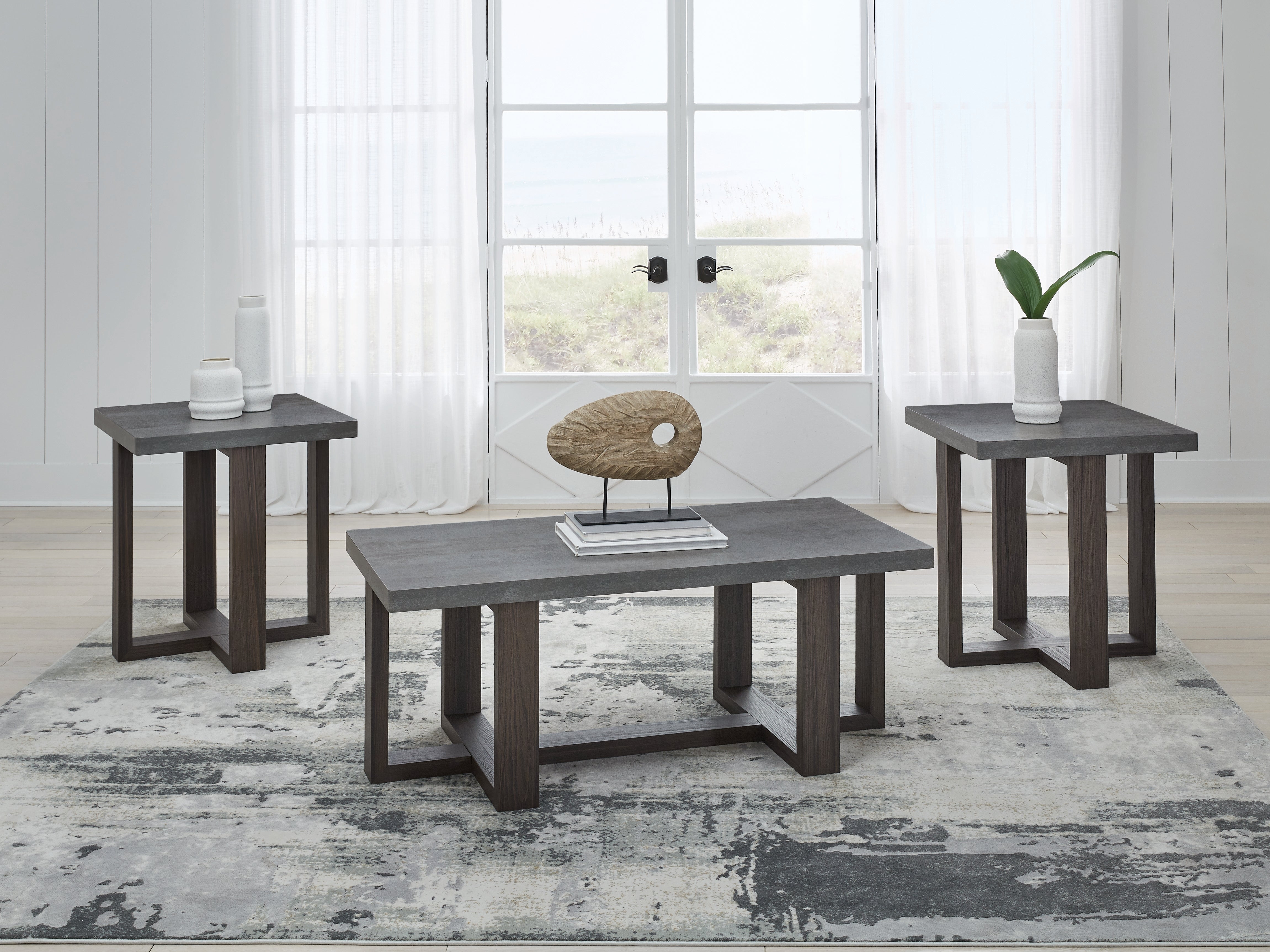 Bay Furniture Gallery - Ashley Furniture - Dynnford Table (Set of 3) - Occasional Table Set (3/CN) / Gray/Brown - T216-13