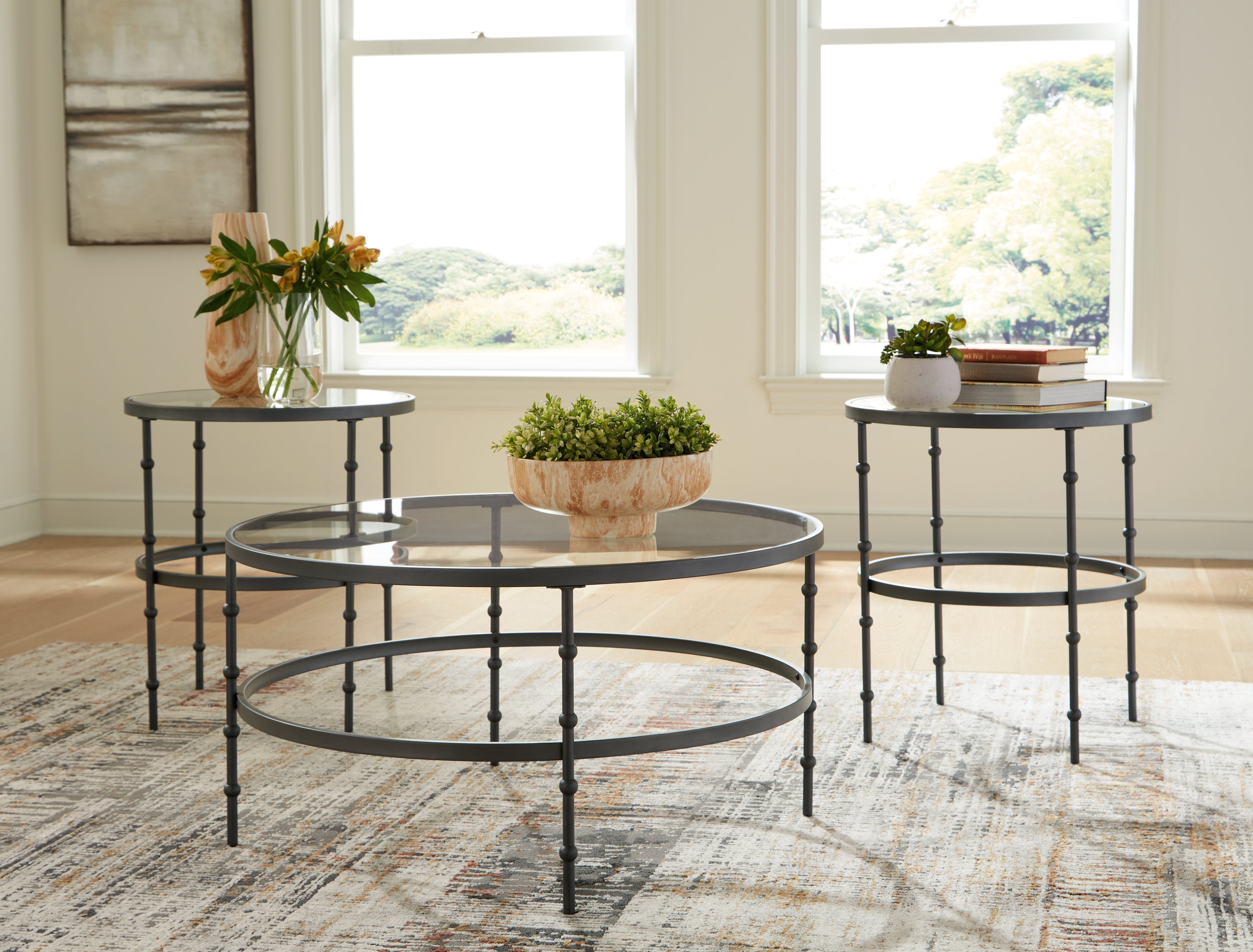 Bay Furniture Gallery - Ashley Furniture - Kellyco Table (Set of 3) - Occasional Table Set (3/CN) / Gunmetal - T246-13