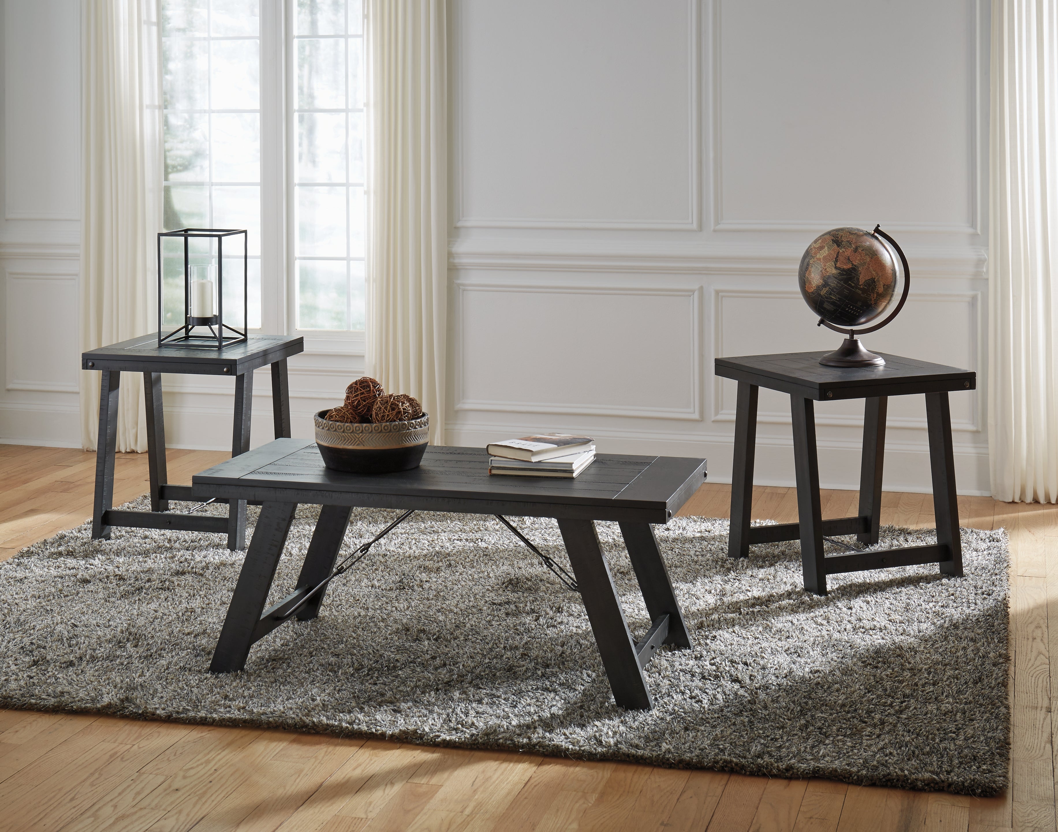 Bay Furniture Gallery - Ashley Furniture - Noorbrook Table (Set of 3) - Occasional Table Set (3/CN) / Black/Pewter - T351-13