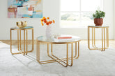 Bay Furniture Gallery - Ashley Furniture - Milloton Table (Set of 3) - Occasional Table Set (3/CN) / Gold - T398-13