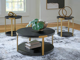 Bay Furniture Gallery - Ashley Furniture - Shylore Table (Set of 3) - Occasional Table Set (3/CN) / Black/Brass Finish - T410-13