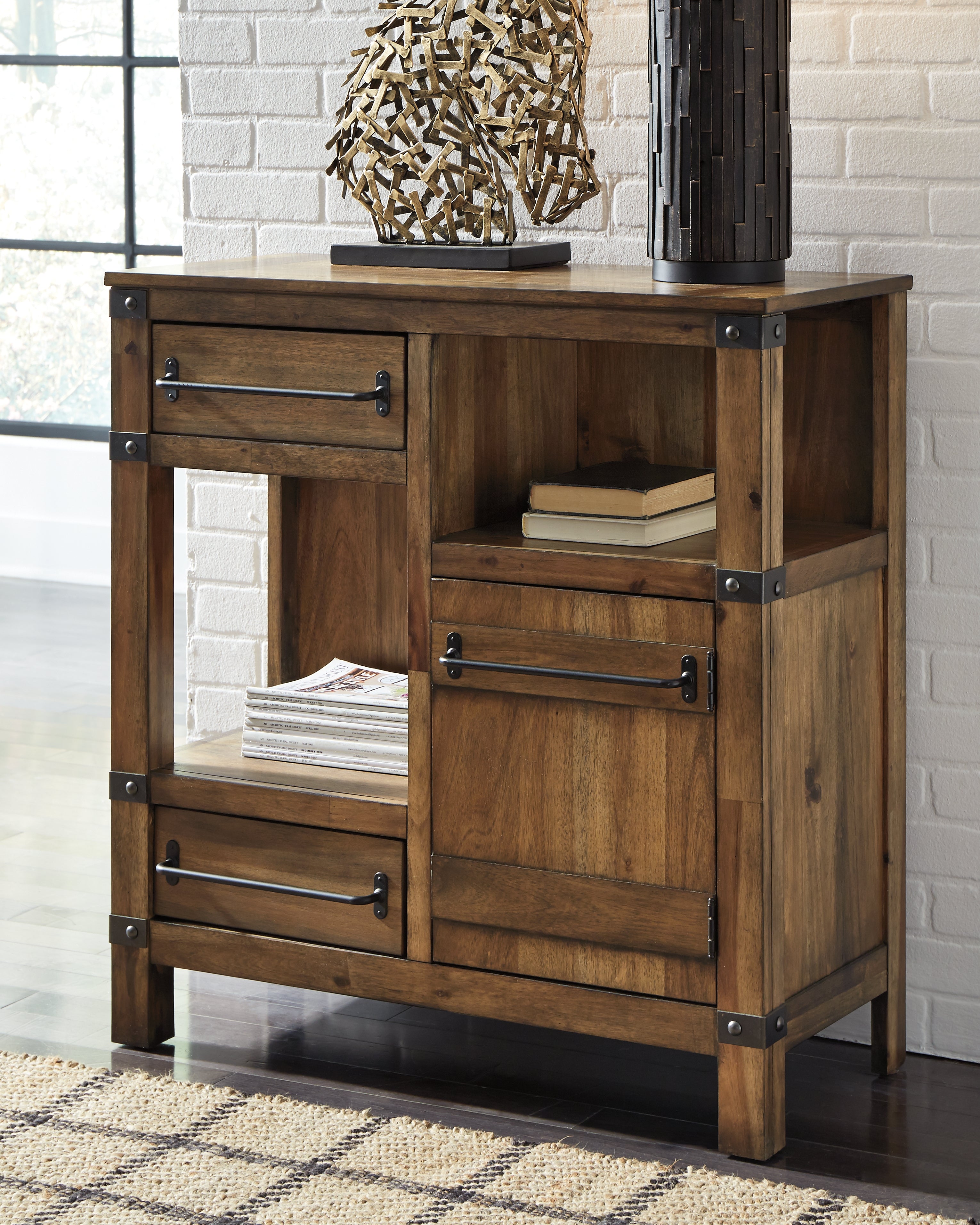 Bay Furniture Gallery - Ashley Furniture - Roybeck Accent Cabinet - Accent Cabinet / Light Brown/Bronze - T411-40