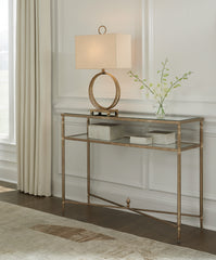 Bay Furniture Gallery - Ashley Furniture - Cloverty Sofa Table - Sofa Table / Aged Gold Finish - T440-4