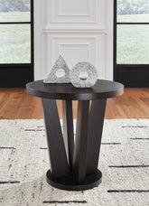 Bay Furniture Gallery - Ashley Furniture - Chasinfield End Table - Round End Table / Dark Brown - T458-6