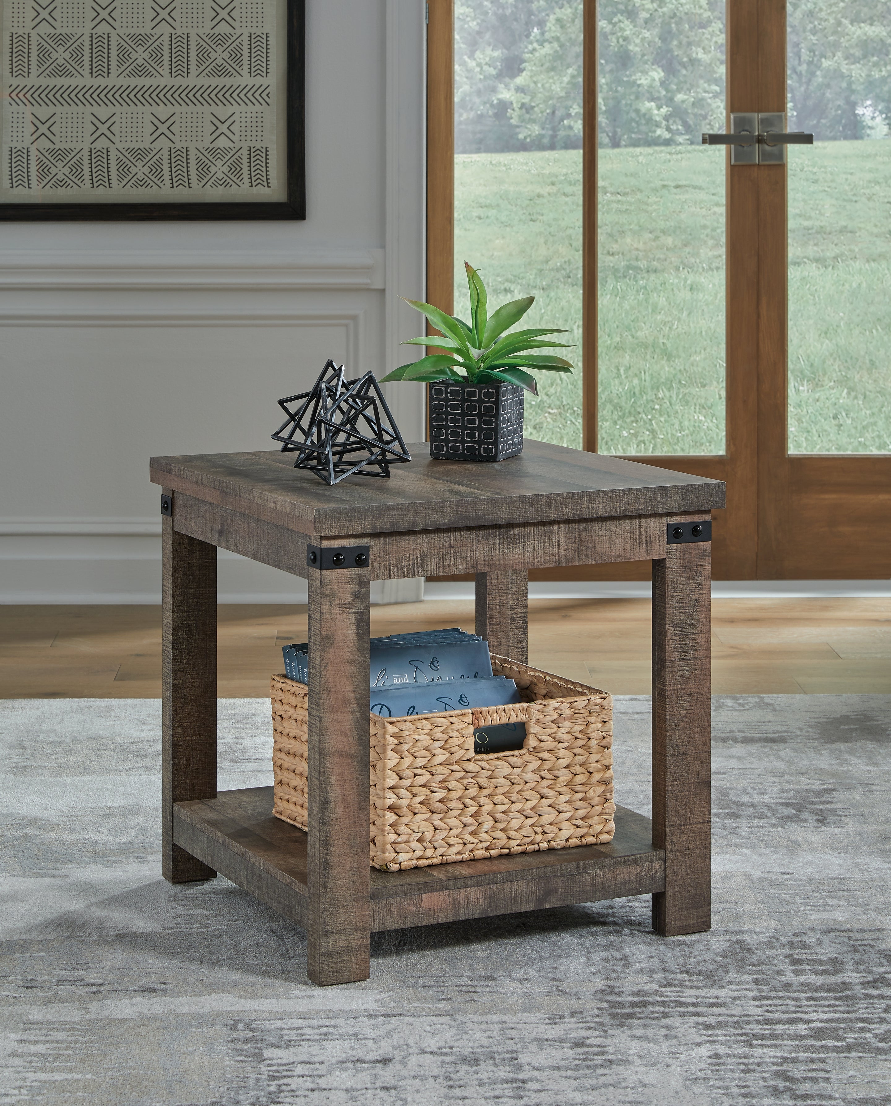 Bay Furniture Gallery - Ashley Furniture - Hollum End Table - Square End Table / Rustic Brown - T466-2