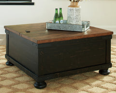 Bay Furniture Gallery - Ashley Furniture - Valebeck Coffee Table with Lift Top - Lift Top Cocktail Table / Black/Brown - T468-00