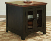 Bay Furniture Gallery - Ashley Furniture - Valebeck End Table - Rectangular End Table / Black/Brown - T468-3
