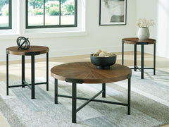 Bay Furniture Gallery - Ashley Furniture - Crosstrail Table (Set of 3) - Occasional Table Set (3/CN) / Brown - T483-13