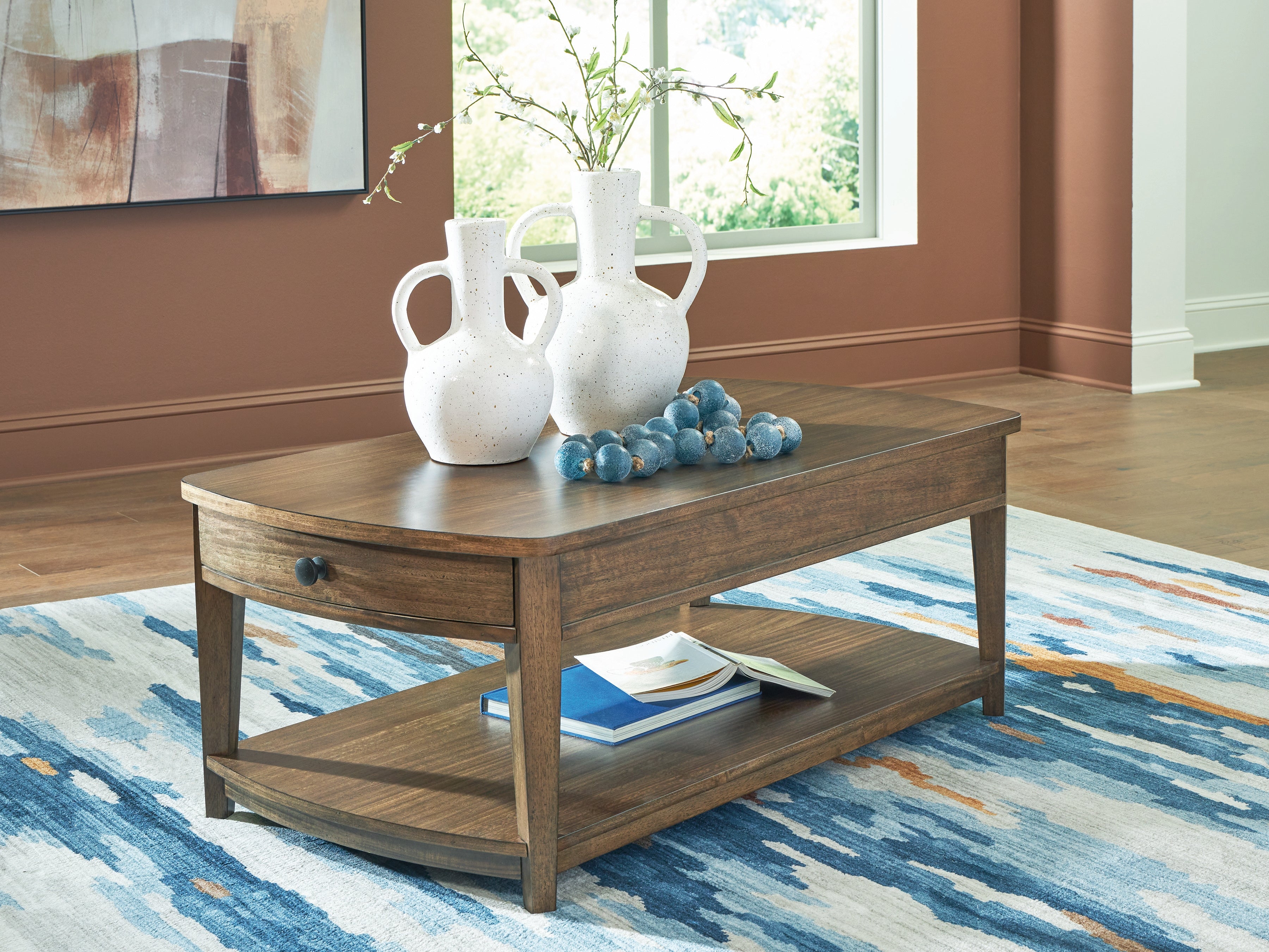 Bay Furniture Gallery - Ashley Furniture - Burkbyer Coffee Table - Rectangular Cocktail Table / Brown - T513-1