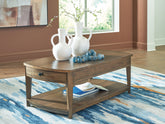 Bay Furniture Gallery - Ashley Furniture - Burkbyer Coffee Table - Rectangular Cocktail Table / Brown - T513-1