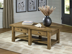 Bay Furniture Gallery - Ashley Furniture - Vandenmore Coffee Table - Rectangular Cocktail Table / Medium Brown - T539-1