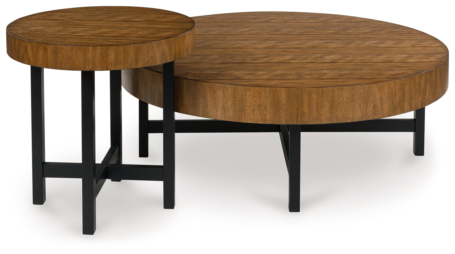 Bay Furniture Gallery - Ashley Furniture - Steenlage Table (Set of 2) - Occasional Table Set (Set of 2) / Brown/Black - T575-12