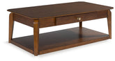 Bay Furniture Gallery - Ashley Furniture - Trenmour Coffee Table - Rectangular Cocktail Table / Medium Brown - T596-1