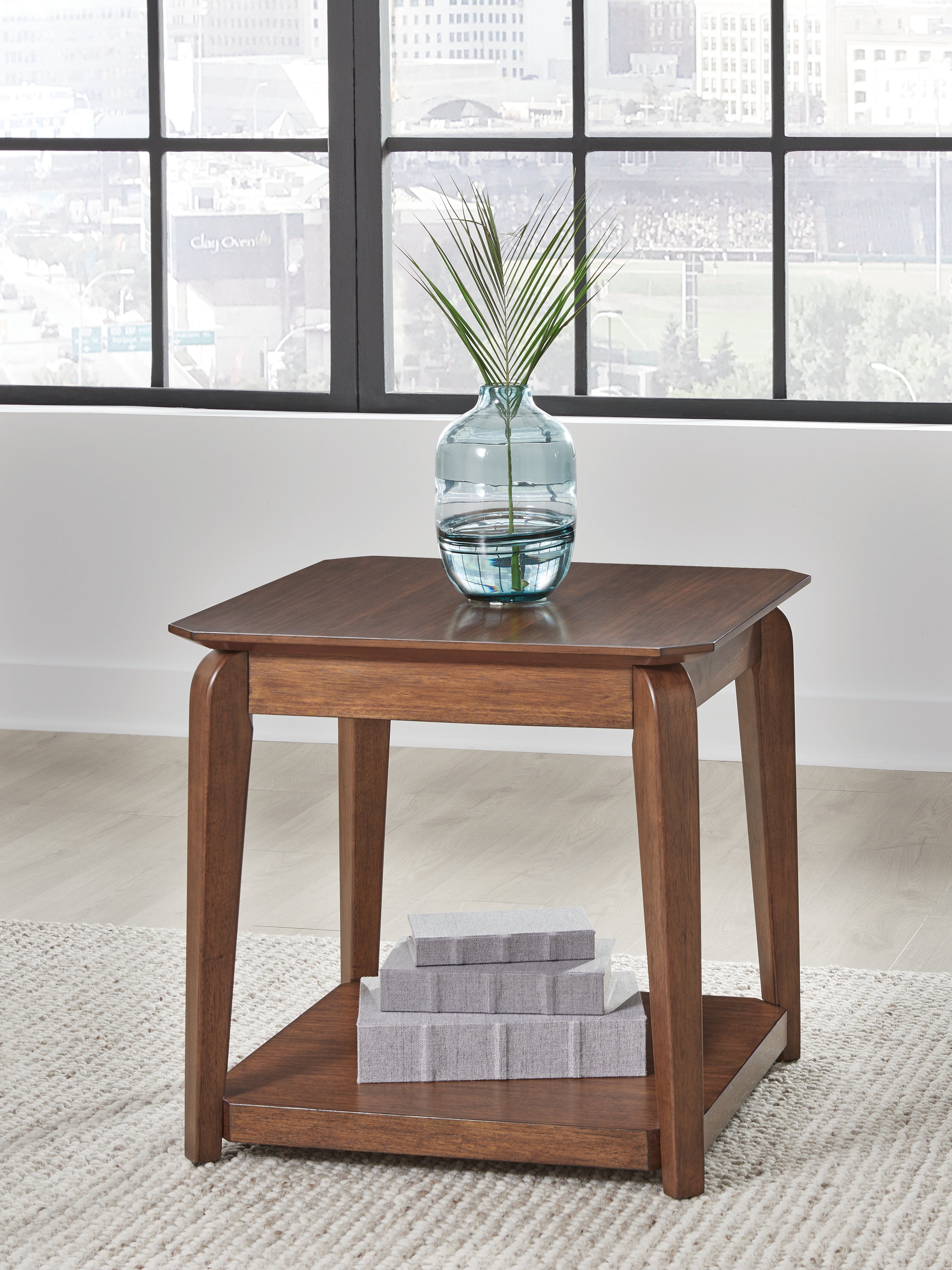 Bay Furniture Gallery - Ashley Furniture - Trenmour End Table - Square End Table / Medium Brown - T596-2