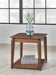 Bay Furniture Gallery - Ashley Furniture - Trenmour End Table - Square End Table / Medium Brown - T596-2