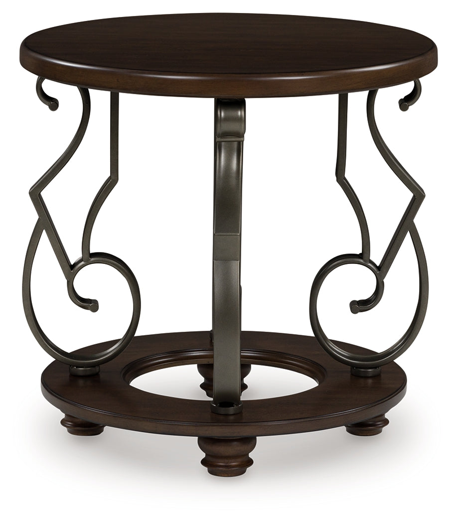 Bay Furniture Gallery - Ashley Furniture - Frallyn End Table - Round End Table / Dark Brown - T623-6