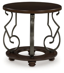 Bay Furniture Gallery - Ashley Furniture - Frallyn End Table - Round End Table / Dark Brown - T623-6