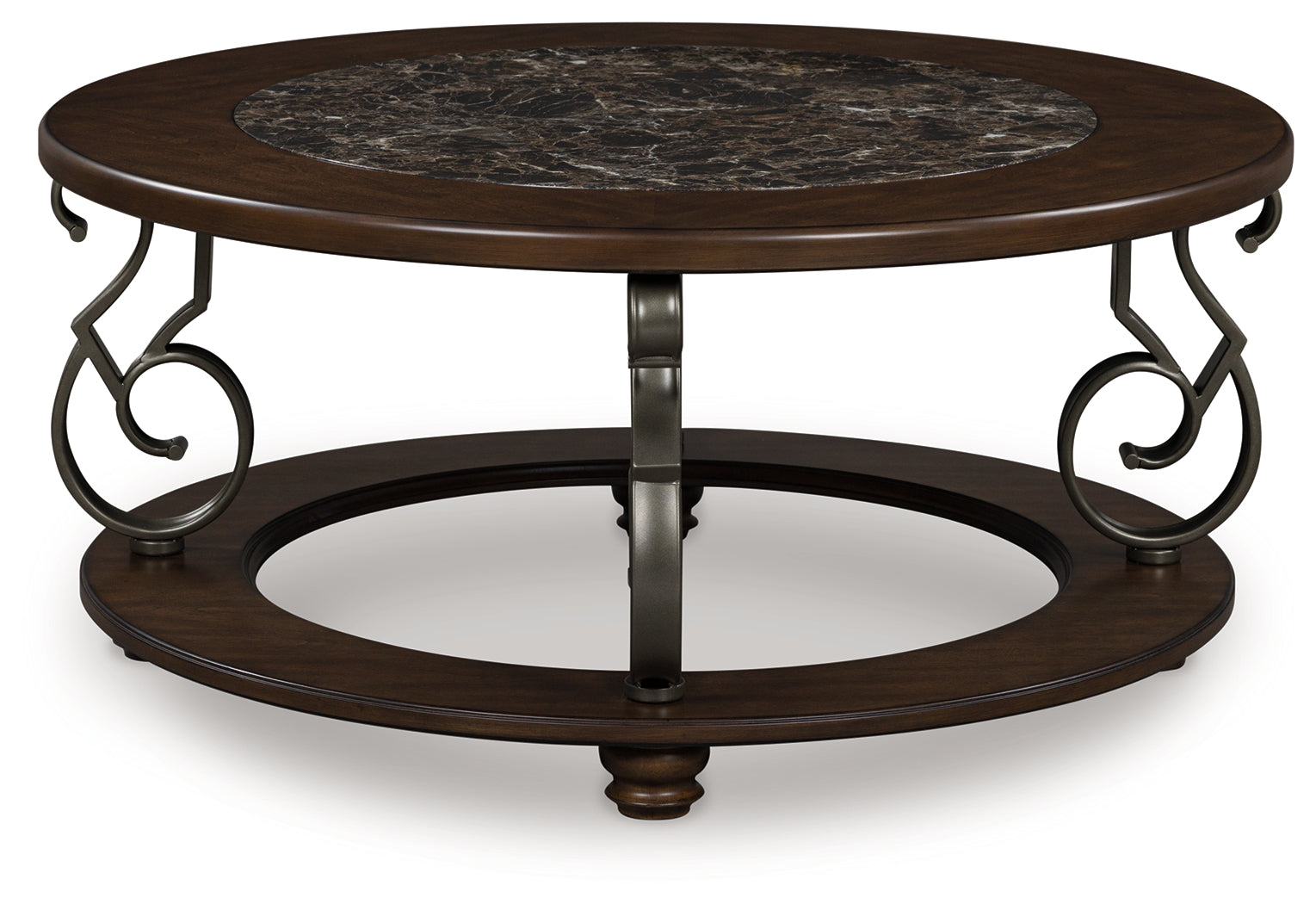 Bay Furniture Gallery - Ashley Furniture - Frallyn Coffee Table - Round Cocktail Table / Dark Brown - T623-8