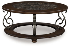 Bay Furniture Gallery - Ashley Furniture - Frallyn Coffee Table - Round Cocktail Table / Dark Brown - T623-8