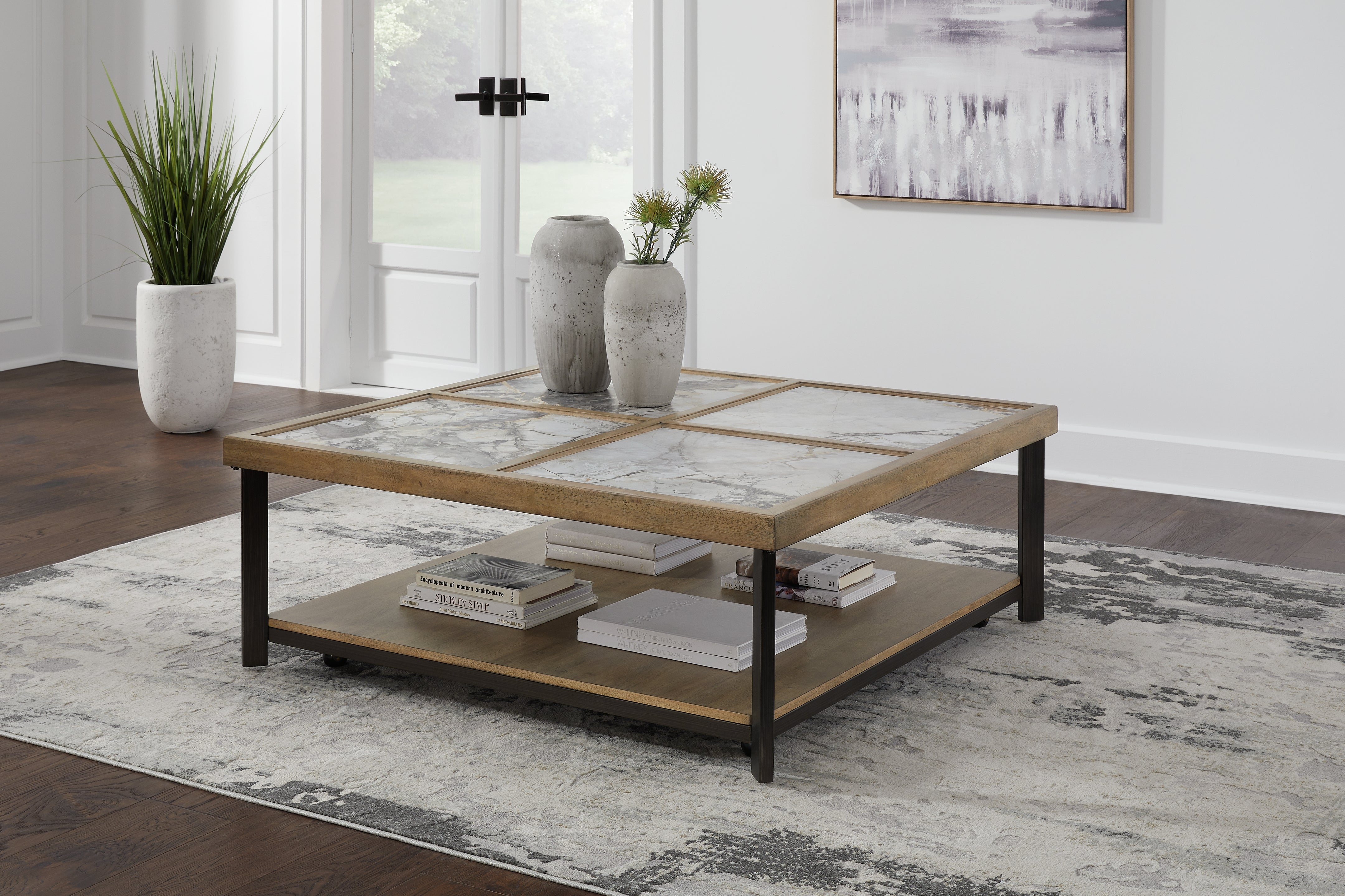 Bay Furniture Gallery - Ashley Furniture - Montia Coffee Table - Square Cocktail Table / Multi - T632-8
