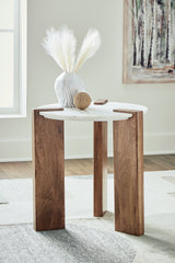 Bay Furniture Gallery - Ashley Furniture - Isanti End Table - Square End Table / Light Brown/White - T662-3