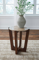 Bay Furniture Gallery - Ashley Furniture - Tanidore End Table - Round End Table / Warm Brown - T667-6
