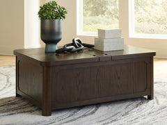 Bay Furniture Gallery - Ashley Furniture - Breckington Coffee Table With Storage - Cocktail Table with Storage / Dark Brown - T678-20
