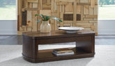 Bay Furniture Gallery - Ashley Furniture - Korestone Lift-Top Coffee Table - Lift Top Cocktail Table / Dark Brown - T679-9