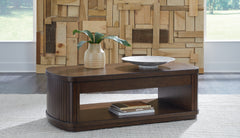 Bay Furniture Gallery - Ashley Furniture - Korestone Lift-Top Coffee Table - Lift Top Cocktail Table / Dark Brown - T679-9