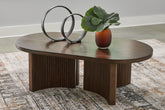 Bay Furniture Gallery - Ashley Furniture - Korestone Coffee Table - Rectangular Cocktail Table / Dark Brown - T438-1