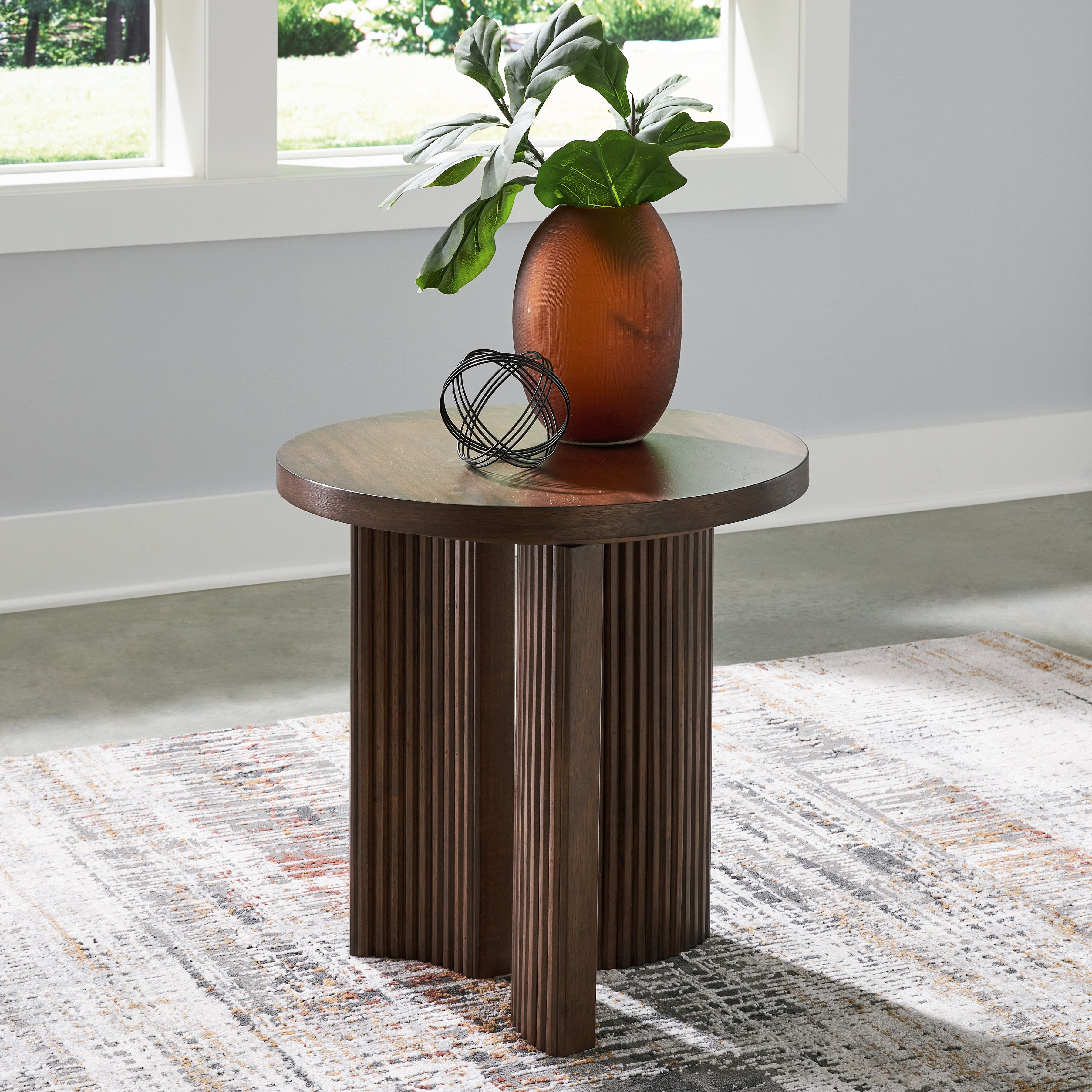 Bay Furniture Gallery - Ashley Furniture - Korestone End Table - Rectangular End Table / Dark Brown - T438-3