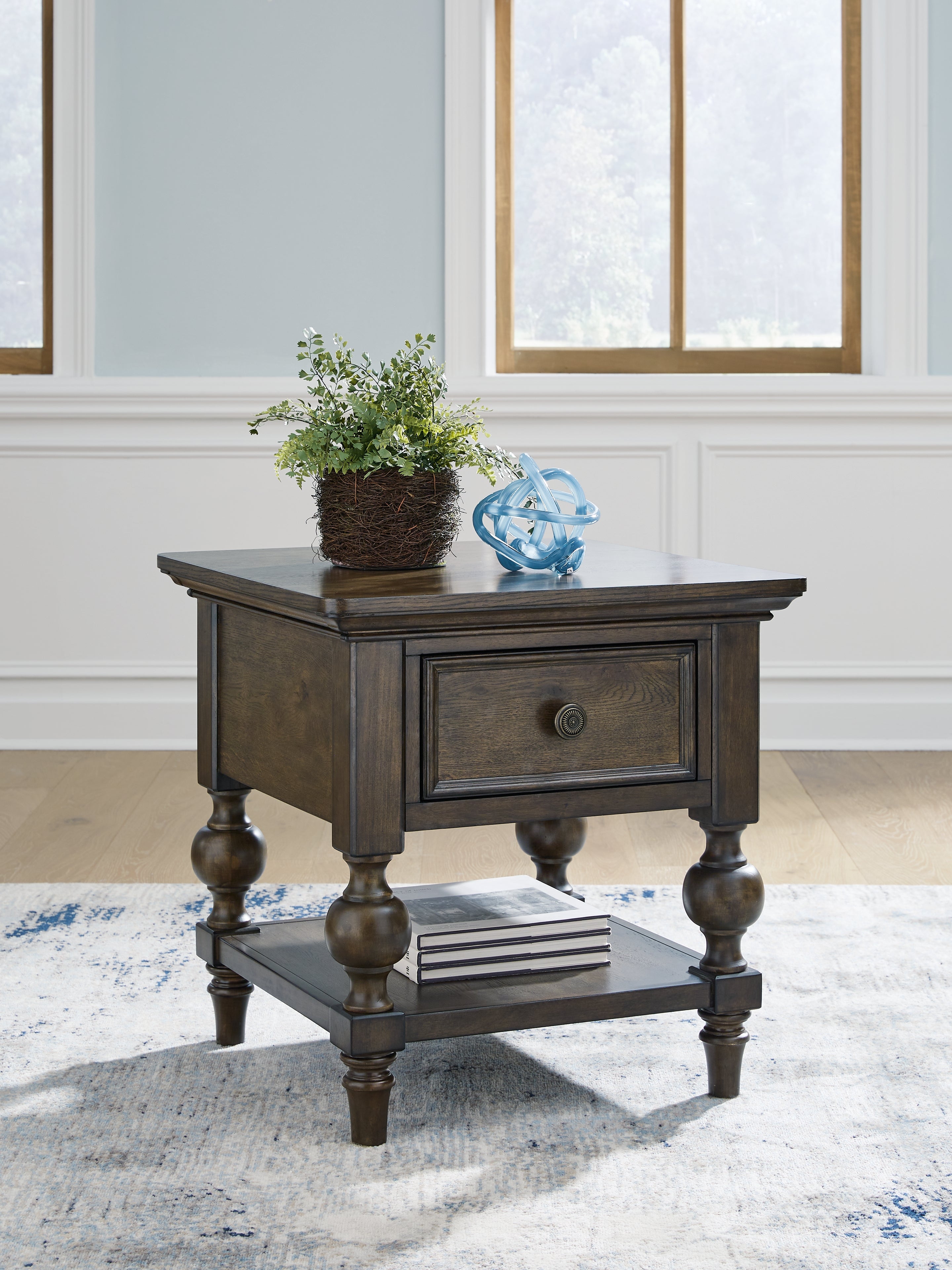 Bay Furniture Gallery - Ashley Furniture - Veramond End Table - Square End Table / Dark Brown - T694-2