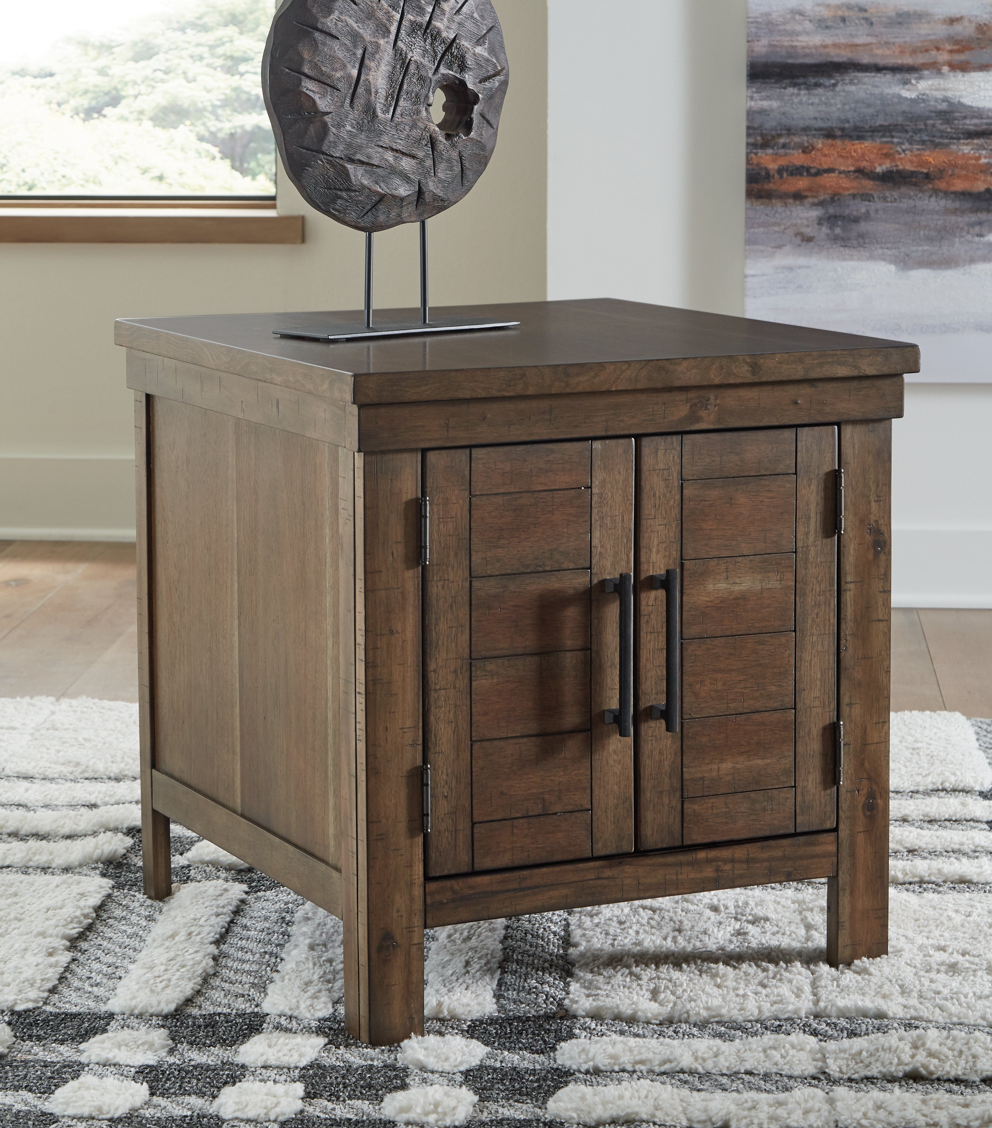 Bay Furniture Gallery - Ashley Furniture - Moriville End Table - Rectangular End Table / Grayish Brown - T731-3