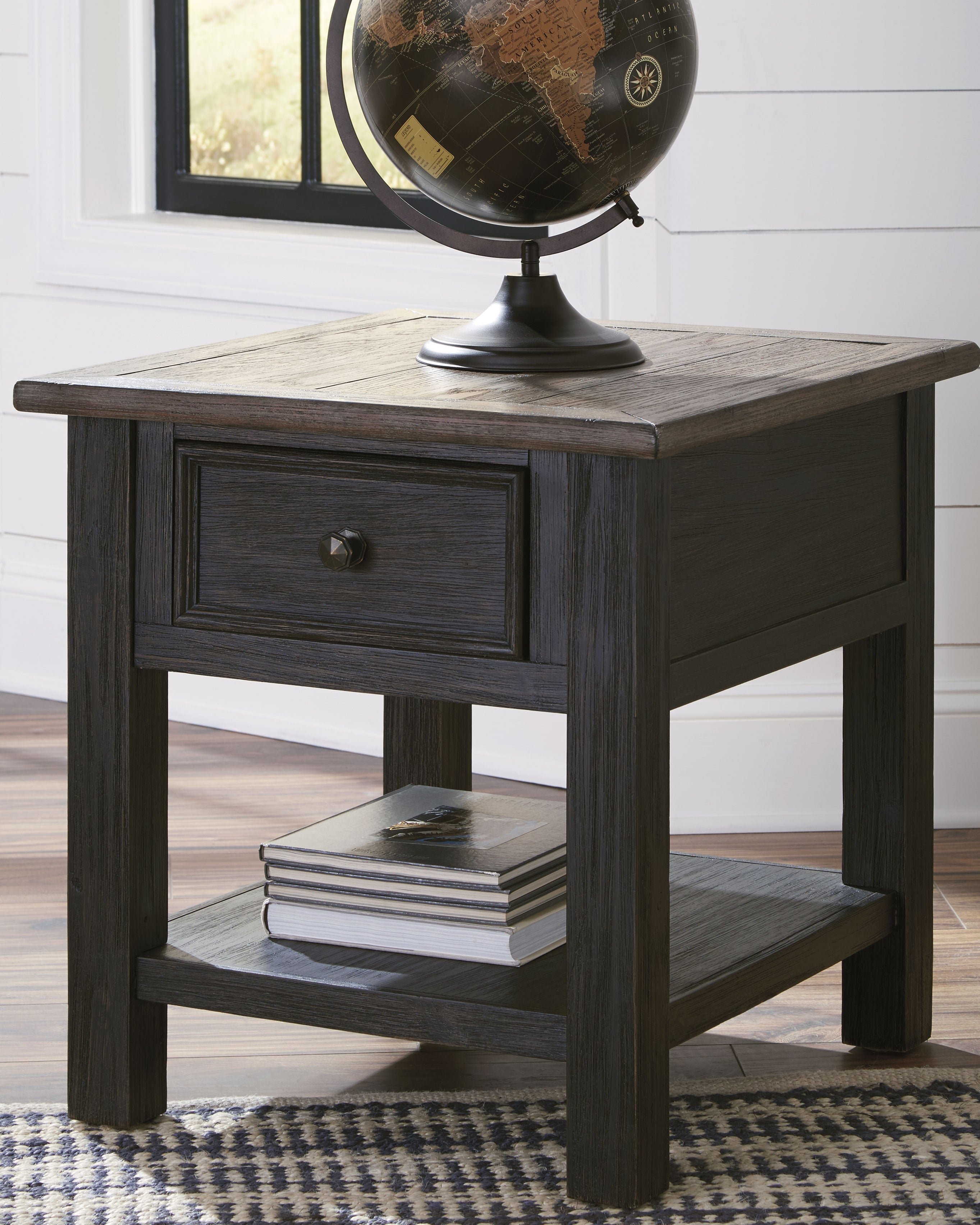 Bay Furniture Gallery - Ashley Furniture - Tyler Creek End Table - Rectangular End Table / Grayish Brown/Black - T736-3