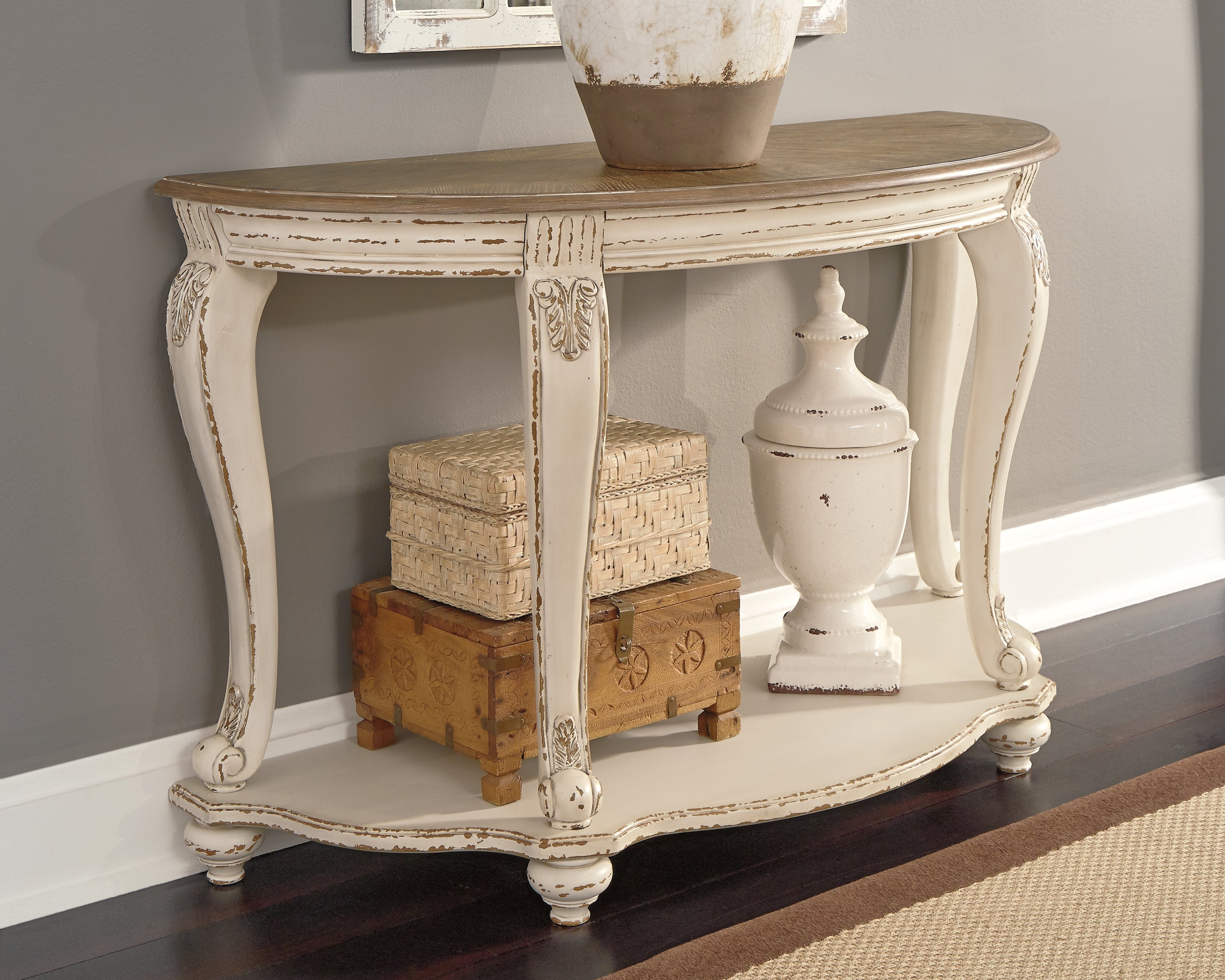 Bay Furniture Gallery - Ashley Furniture - Realyn Sofa Table - Sofa Table / White/Brown - T743-4