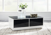 Bay Furniture Gallery - Ashley Furniture - Gardoni Coffee Table - Rectangular Cocktail Table / White/Black - T756-1