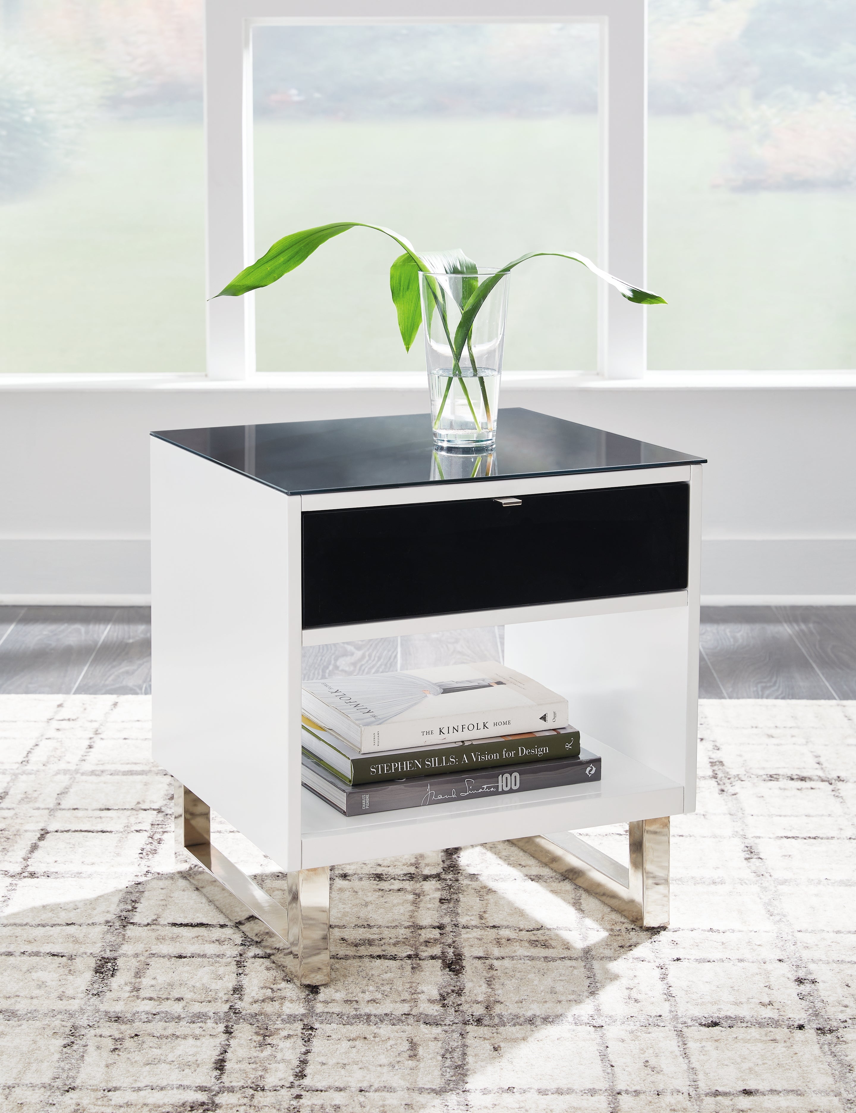 Bay Furniture Gallery - Ashley Furniture - Gardoni End Table - Rectangular End Table / White/Black - T756-3