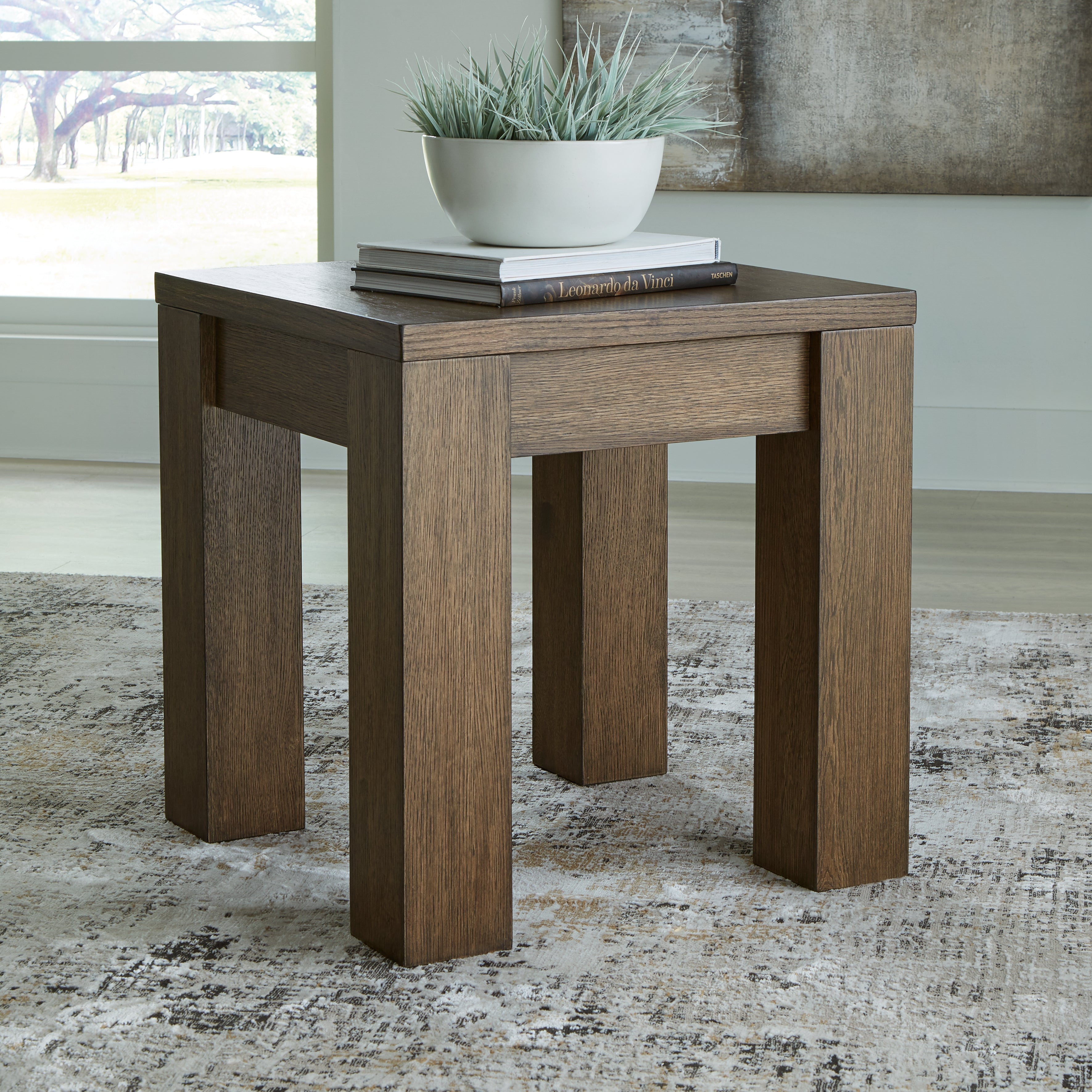 Bay Furniture Gallery - Ashley Furniture - Rosswain End Table - Square End Table / Warm Brown - T763-2